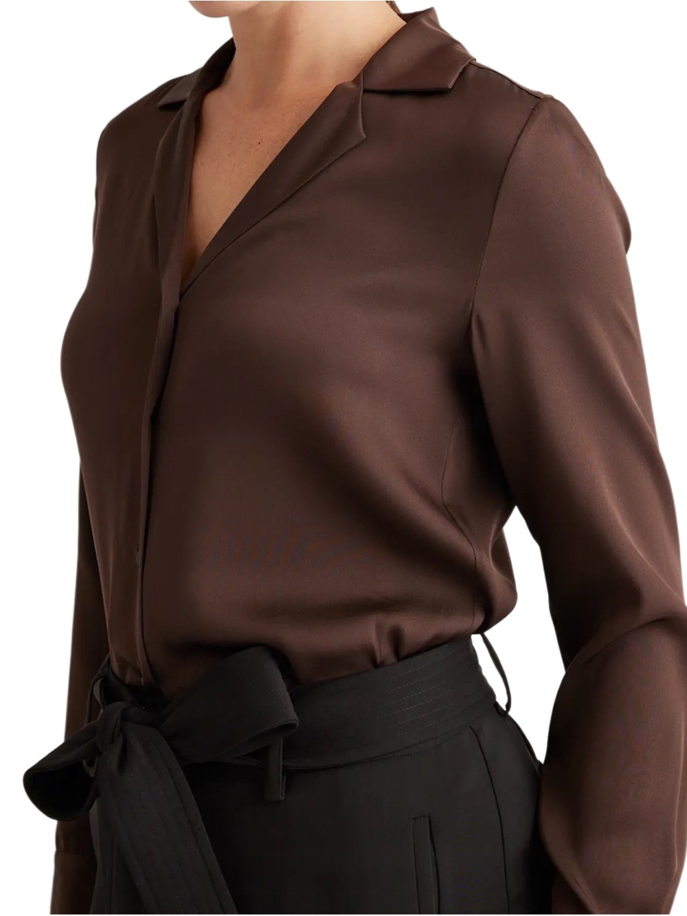 Quince Washable Stretch Silk Notch Collar Blouse